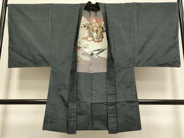 平和屋着物●極上 男性 本場大島紬 アンサンブル 長襦袢(袷)・長羽織セット 100亀甲 総詰め 羽裏・歌舞伎 逸品 未使用 DZAB4317kh6