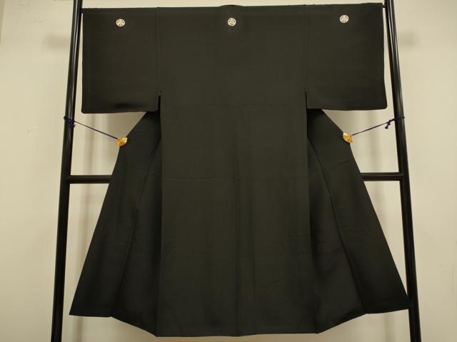 平和屋着物●極上 男性 黒紋付 羽織セット 羽裏:鹿・栗 逸品 DZAB4319kh6