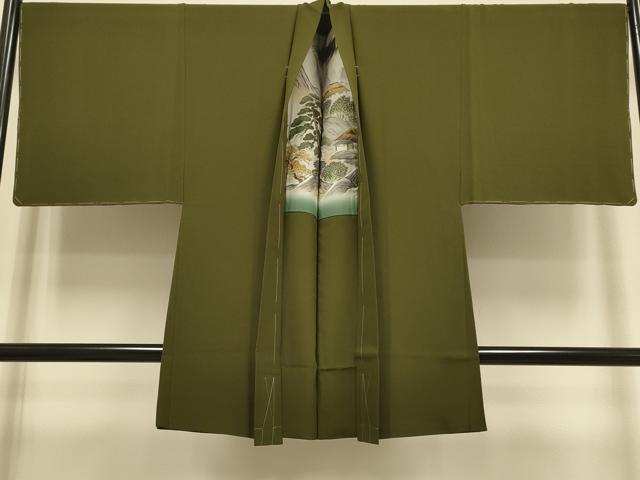 平和屋着物●極上 男性 色無地 アンサンブル 長羽織 濃い璃寛茶色 逸品 未使用 DZAB4321kh6