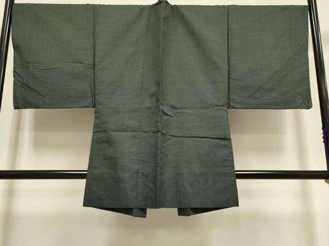 平和屋着物●極上 男性 紬 アンサンブル 長羽織 亀甲柄 羽裏・宝船 逸品 DZAB4324kh6