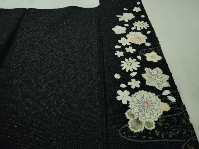 平和屋本店●極上 訪問着 辻が花 黒地 金彩 銀通し地 逸品 未使用 DZAB4326kh6