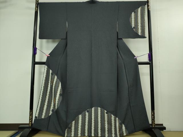 平和屋着物●極上 訪問着 駒刺繍 鹿の子 雪輪文 青褐色地 金彩 逸品 DZAB4328kh6
