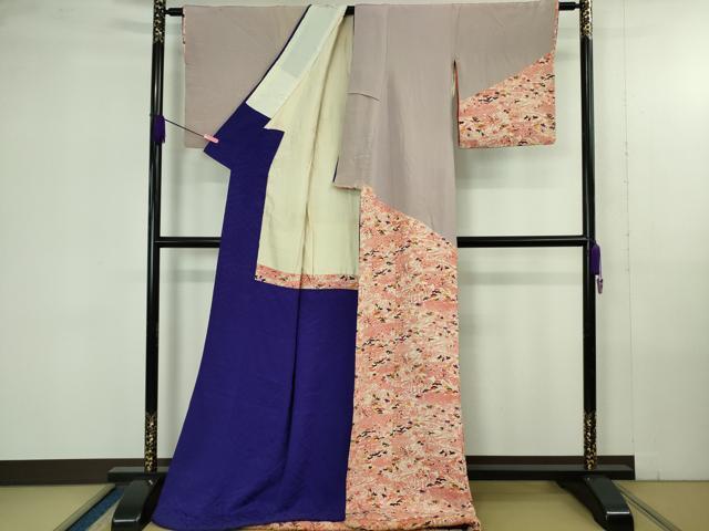 平和屋本店●極上 アンティーク 大正ロマン 訪問着 お引きずり・お引き摺り 舞妓 芸妓 衣装 型染 流水花文 逸品 DZAB4346kh6