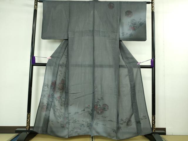 平和屋着物●極上 訪問着 無双 紗袷 紗×絽 雪輪枝花文 暈し染め 逸品 DZAB4350kh6