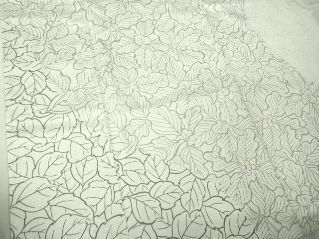 平和屋着物●極上 本場縞大島紬 白大島 訪問着 南天草葉文 金彩 逸品 未使用 DZAB4353kh6