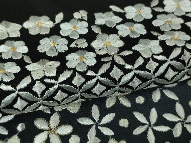 平和屋着物●極上 訪問着 総刺繍 舞花文 暈し染め 黒地 金糸 逸品 DZAB4359kh6