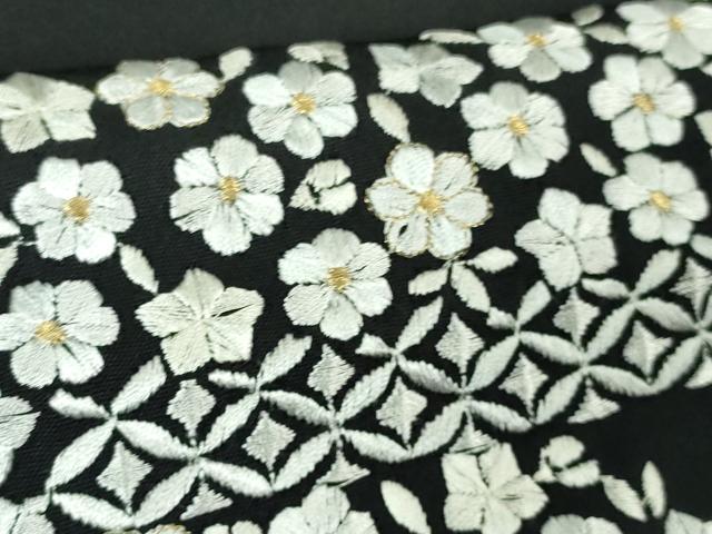 平和屋着物●極上 訪問着 総刺繍 舞花文 暈し染め 黒地 金糸 逸品 DZAB4359kh6
