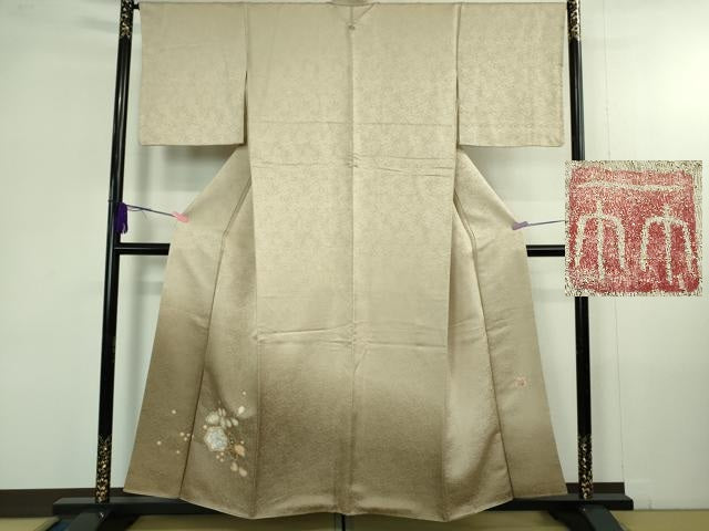 平和屋本店●極上 久保田一竹 幻の辻が花 色留袖 練色地 暈し染め 金通し地 ますいわ屋扱い 逸品 DZAB4365kh6