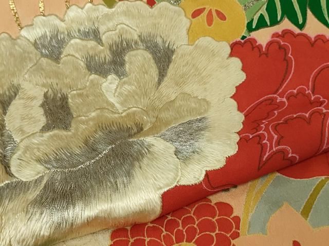 平和屋本店●極上 アンティーク 大正ロマン 振袖 駒刺繍 薬玉花文 金銀糸 逸品 DZAB4371kh6