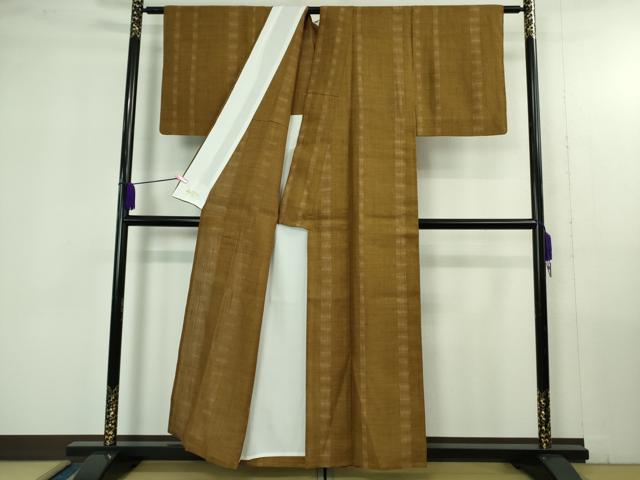 平和屋着物*極上 夏物 紗紬 間道 灰茶色地 やまと金ラベル 逸品 DZAB4377kh6