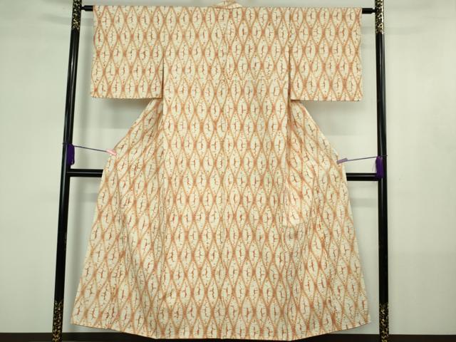 平和屋本店●極上 茜染 紬 網目文 正絹 逸品 DZAB4387kh6
