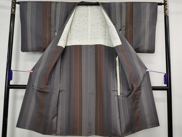 平和屋着物∞極上 道行コート ロング丈 お召地 間道 逸品 DZAB4394kh6
