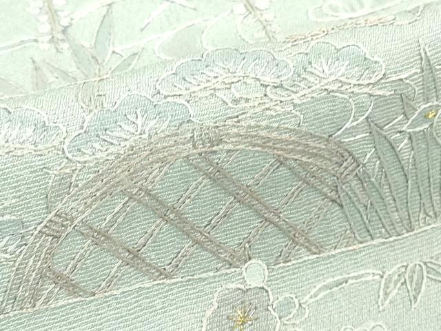 平和屋本店●極上 訪問着 総刺繍 風景吉祥花文 秘色色地 金糸 やまと誂製 逸品 DZAB4397kh6