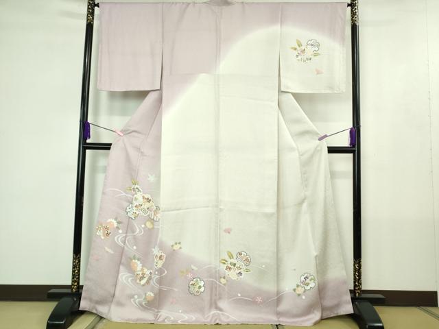 平和屋本店●極上 訪問着 雪輪流水花文 暈し染め 逸品 未使用 DZAB4412kh6