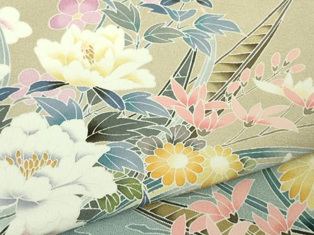 平和屋着物●極上 訪問着 友禅 作家物 花舟 練色地 暈し染め 逸品 DZAB4417kh6