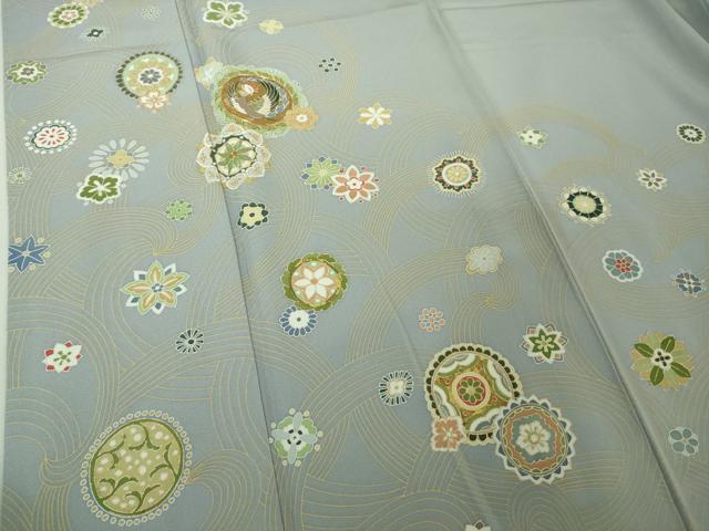 平和屋本店●極上 創業460年・千總 訪問着 駒刺繍 鳳凰花丸文 淡藤色地 金彩 逸品 DZAB4418kh6