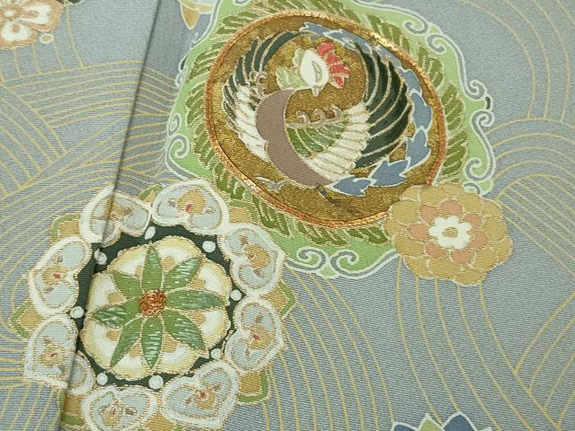 平和屋本店●極上 創業460年・千總 訪問着 駒刺繍 鳳凰花丸文 淡藤色地 金彩 逸品 DZAB4418kh6