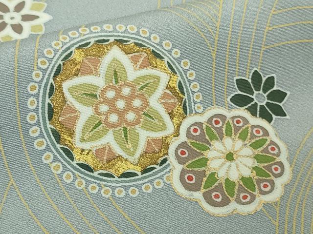 平和屋本店●極上 創業460年・千總 訪問着 駒刺繍 鳳凰花丸文 淡藤色地 金彩 逸品 DZAB4418kh6