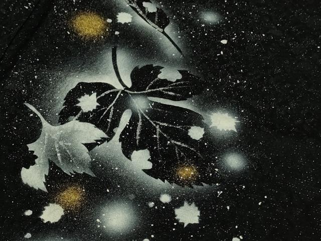 平和屋着物●極上 訪問着 草葉文 黒地 暈し染め 金銀彩 逸品 未使用 DZAB4421kh6