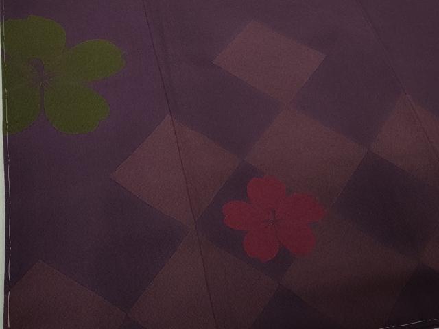 平和屋着物●極上 世界的人形師 辻村寿三郎 ジュサブロー 訪問着 舞花文 深紫色地 反端付き 逸品 未使用 DZAB4423kh6