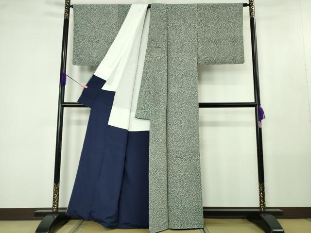 平和屋着物●極上 藍造り国選定無形文化財 藍師・佐藤昭人 大澤石雄 小紋 氷割文 反端付き 逸品 未使用 DZAB4424kh6