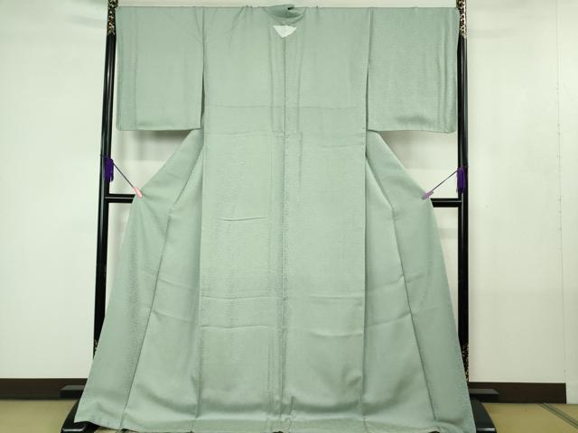 平和屋着物●極上 お召 黄金華更紗 美山名水染 秀水苑 新小石丸 青磁鼠色 反端付き ロング丈 逸品 未使用 DZAB4433kh6