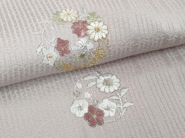 平和屋着物∞極上 道中着 ロング丈 刺繍 花丸文 桜色地 金銀糸 逸品 未使用 DZAB4464kh6