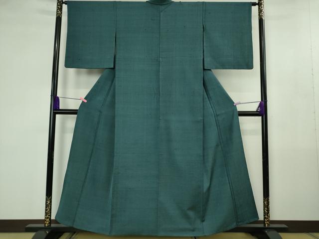平和屋本店▽希少 ざざんざ織 単衣 藍色 逸品 DZAB4475kh6