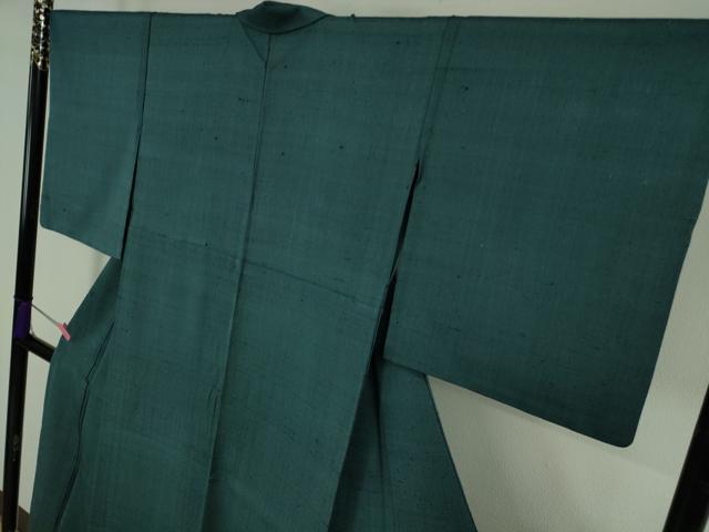 平和屋本店▽希少 ざざんざ織 単衣 藍色 逸品 DZAB4475kh6