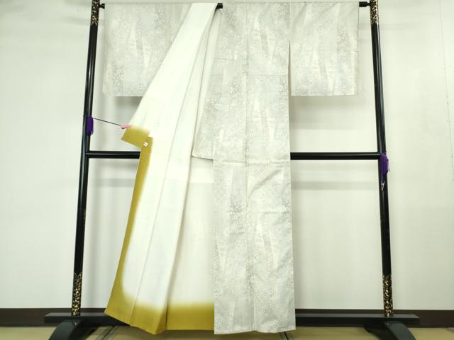 平和屋着物●極上 伝統工芸士 丸野勝寛 染:白井清道 本場大島紬 白大島 名物裂草花文 丸宮織物謹製 証紙付き 逸品 DZAB4478kh6