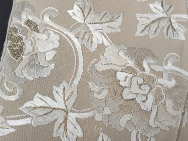 平和屋本店●極上 中国三大刺繍 相良刺繍 訪問着 総刺繍 正倉院花唐草文 濃い藍鉄色地 暈し染め 金銀糸 逸品 DZAB4489kh6