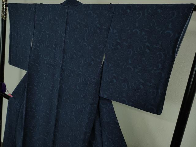 平和屋着物●極上 重要無形文化財 人間国宝 中村勇二郎 江戸小紋 古代菊 鬼しぼ縮緬 逸品 DZAB4492kh6