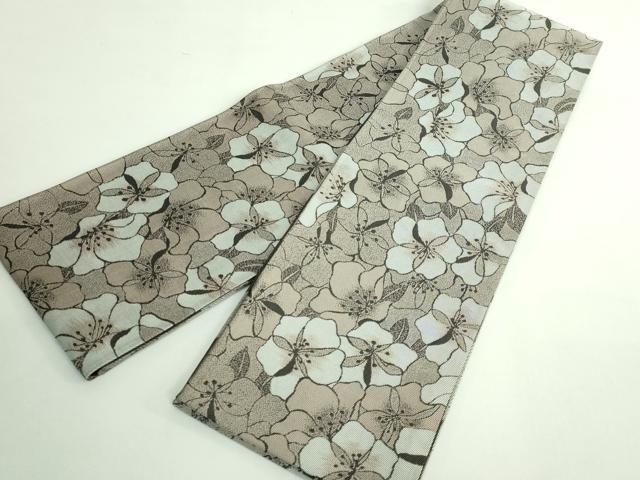 平和屋着物●極上 両面 半幅帯 花尽し 縞 逸品 DZAB4534kh6