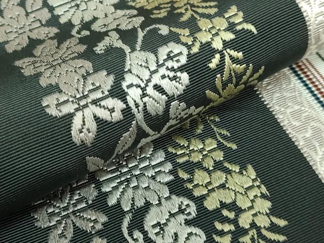 平和屋着物●極上 本場筑前博多織 八寸名古屋帯 草花間道 逸品 DZAB4538kh6