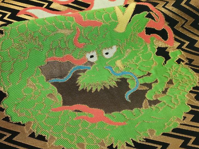 平和屋着物●極上 桝屋高尾 六通柄袋帯 雲龍 黒地 金糸 逸品 DZAB4554kh6