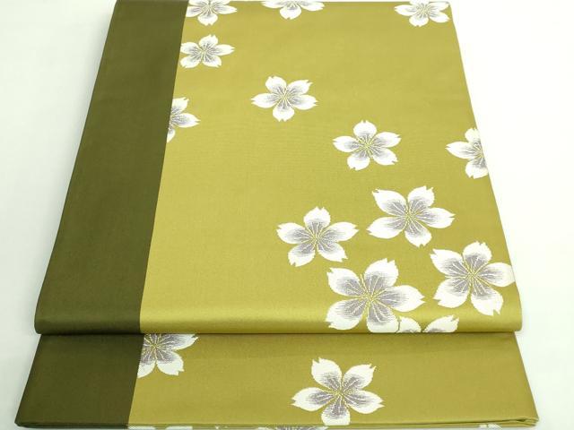 平和屋着物●極上 世界的人形師 辻村寿三郎 ジュサブロー 六通柄袋帯 舞桜 青朽葉色地 金銀糸 逸品 DZAB4559kh6
