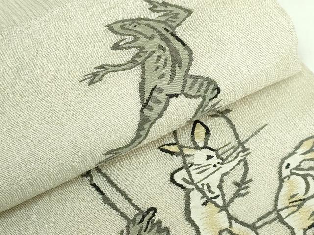 平和屋本店*極上 夏物 太鼓柄袋帯 鳥獣戯画 金糸 ますいわ屋扱い 逸品 DZAB4600kh6
