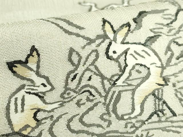 平和屋本店*極上 夏物 太鼓柄袋帯 鳥獣戯画 金糸 ますいわ屋扱い 逸品 DZAB4600kh6