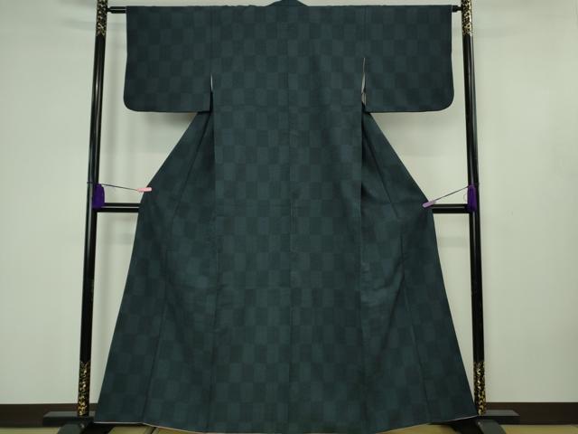 平和屋本店●極上 白鷹お召 110亀甲 市松文様 逸品 DZAB4602kh6