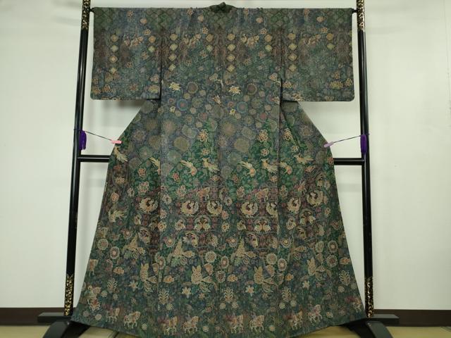 平和屋本店●極上 中国三大刺繍 総スワトウ刺繍 汕頭刺繍 訪問着 人物鳥獣更紗花文 金糸 逸品 DZAB4618kh6