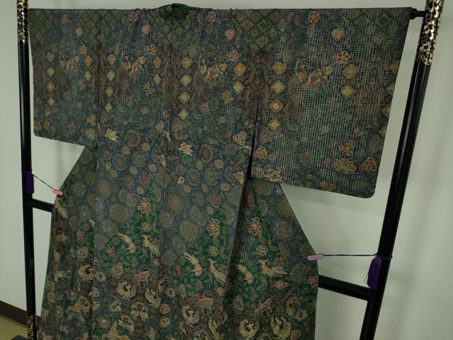 平和屋本店●極上 中国三大刺繍 総スワトウ刺繍 汕頭刺繍 訪問着 人物鳥獣更紗花文 金糸 逸品 DZAB4618kh6