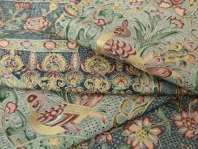 平和屋本店●極上 中国三大刺繍 スワトウ刺繍 汕頭刺繍 総刺繍 訪問着 花鳥文 逸品 DZAB4619kh6