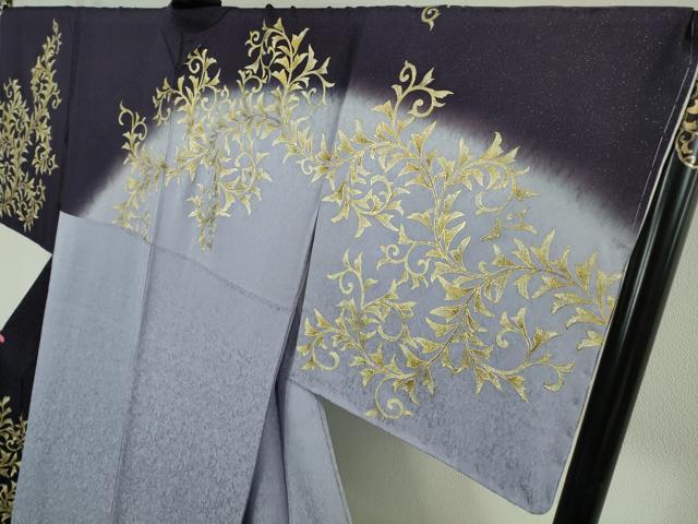 平和屋本店●極上 訪問着 草葉文 半色地 暈し染め 金彩 銀通し地 逸品 未使用 DZAB4620kh6