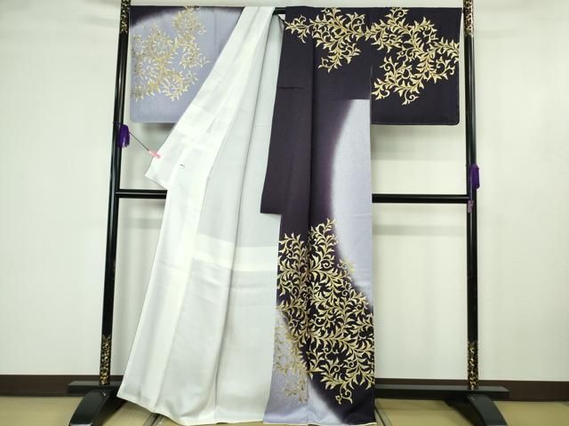 平和屋本店●極上 訪問着 草葉文 半色地 暈し染め 金彩 銀通し地 逸品 未使用 DZAB4620kh6