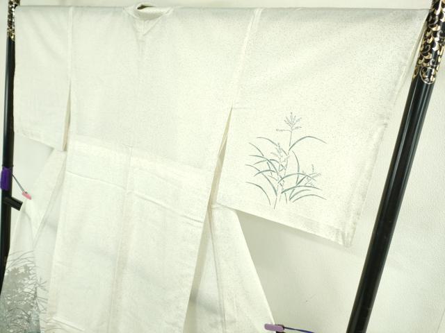 平和屋本店*極上 夏物 石川県指定無形文化財 夏牛首紬 白山工房 手織り 訪問着 作家物 秋草文 証紙付き 逸品 未使用 DZAB4628kh6