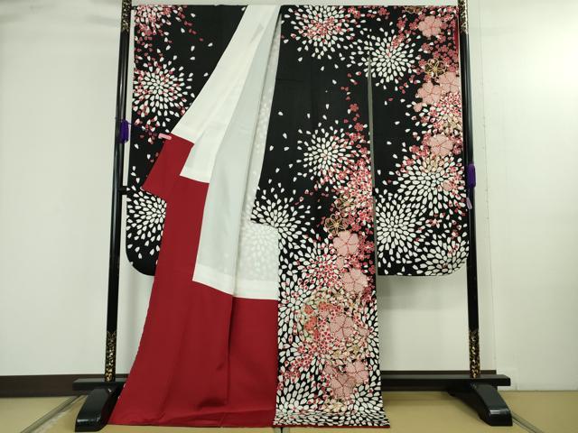 平和屋着物●極上 振袖 花尽くし 金彩 銀通し地 逸品 DZAB4641kh6