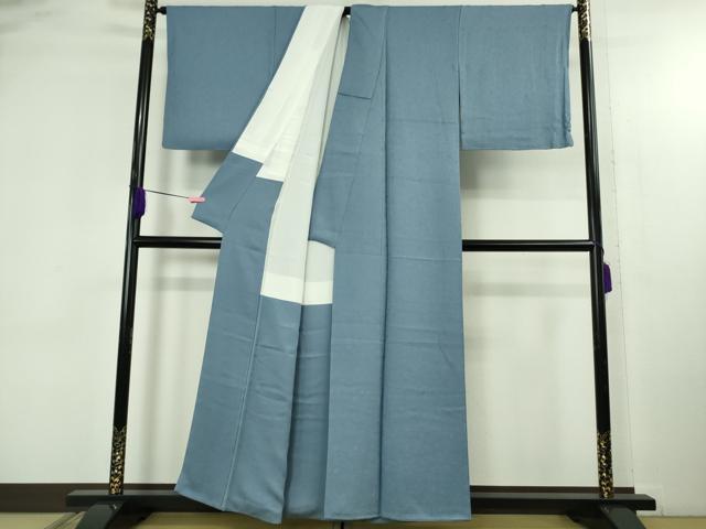 平和屋着物●極上 色無地 枝垂れ花地紋 薄群青色 逸品 DZAB4649kh6