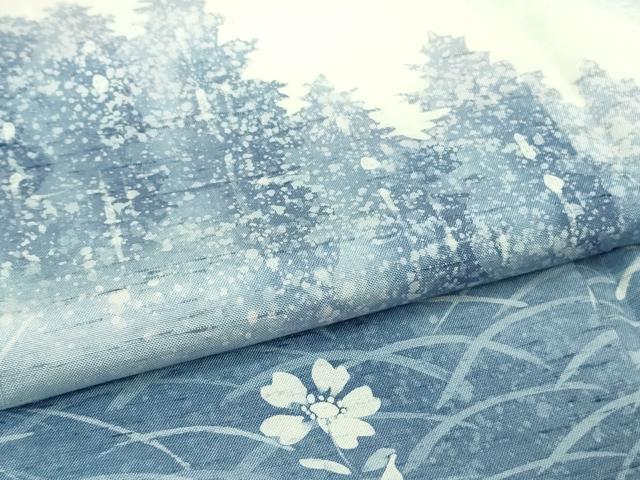 平和屋本店●極上 石川県指定無形文化財 牛首紬 白山工房 手織り 訪問着 作家物 山風景花文 さが美扱い 証紙付き 逸品 未使用 DZAB4655kh6