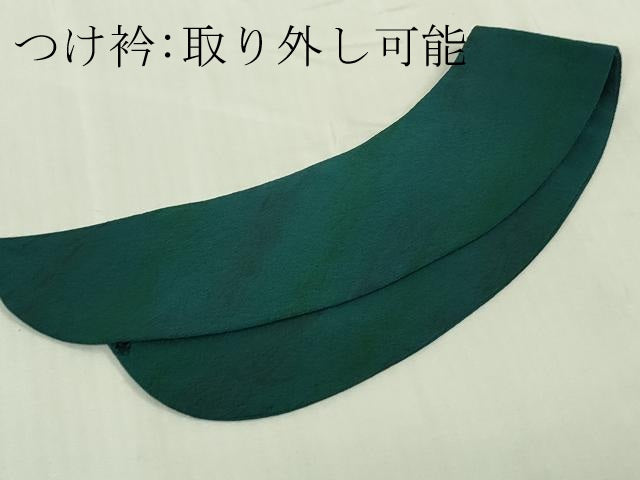 平和屋着物∞極上 コート作家 三本賢 和装コート ロング丈 墨流し文様 暈し染め 鬼しぼ縮緬 つけ衿付き 逸品 DZAB4658kh6