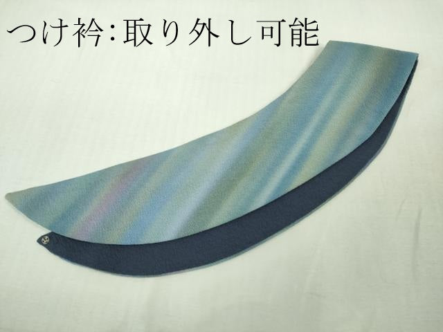 平和屋着物∞極上 和装コート 道中着 ロング丈 暈し染め 鬼しぼ縮緬 羽裏・薔薇 つけ衿付き 逸品 DZAB4662kh6